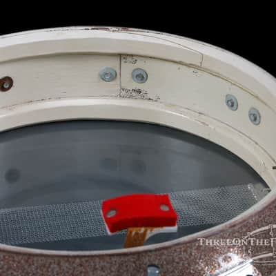 1960s Ludwig Pre-Serial Downbeat Snare Drum Keystone Champagne :  4 x 14 image 20
