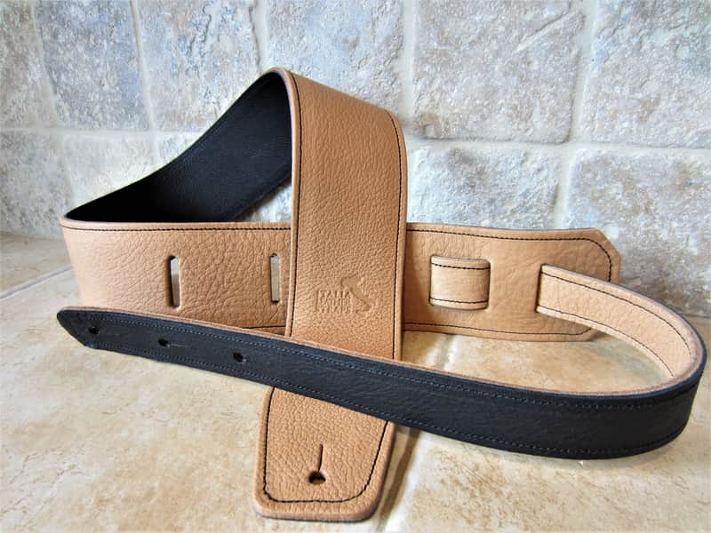 Italia Leather Straps 2.5 INCH WIDE Sunrise LEATHER GUITAR STRAP 2026 Sunrise Black image 1