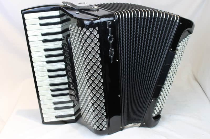 3486 - Black Pigini Wing 374 Piano Accordion LMMM 37 120 image 1