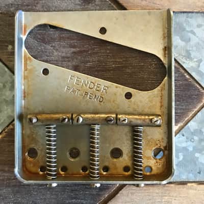 Real Life Relics Fender® Aged Nickel Vintage Pat Pending 58 Telecaster® Bridge with Aged Steel Saddles    [D3}]