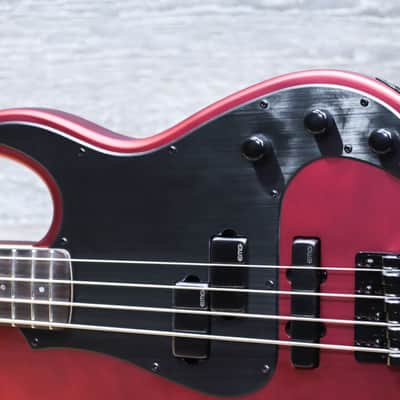 ESP LTD AP-4 Candy Apple Red Satin EMG Brushed Black Pickups Electric Bass image 4