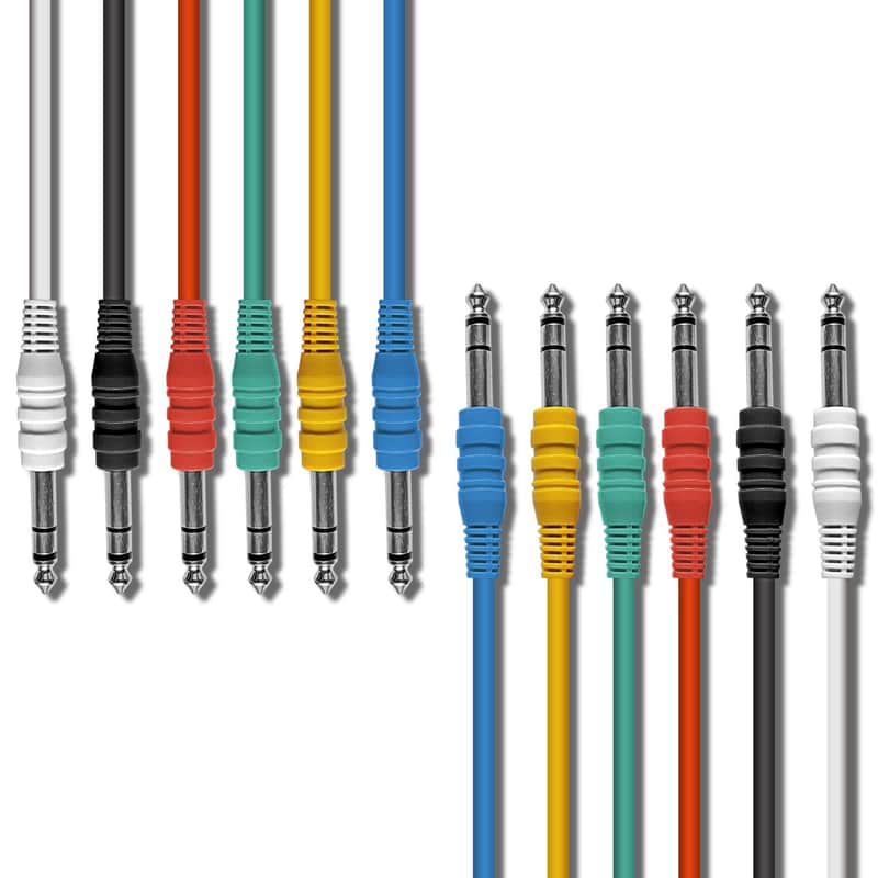 1/4" TRS to 1/4" TRS Balanced Stereo Patch Cables (6 Pack - 1ft) image 1