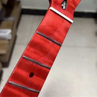 22 fret Red flame Maple Electrick Guitar neck gloss 25.5 in for parts image 8