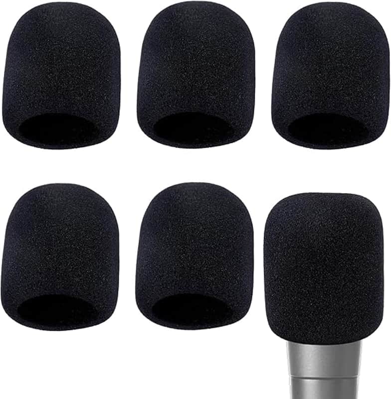 Microphone Covers Foam, 6 Pcs Soft Foam Mic Covers, Microphone Windscreen Pop Filter Cover Protection Noise-cancellation Windsock Cover Microphones Accessories for Most Standard Handheld Microphones image 1