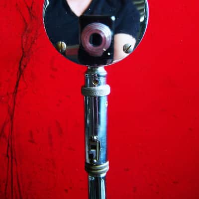 Vintage RARE 1950's Astatic D-104 crystal "Lollipop" microphone Chrome w adapter & Atlas DS-5 desk stand PROP DISPLAY image 6