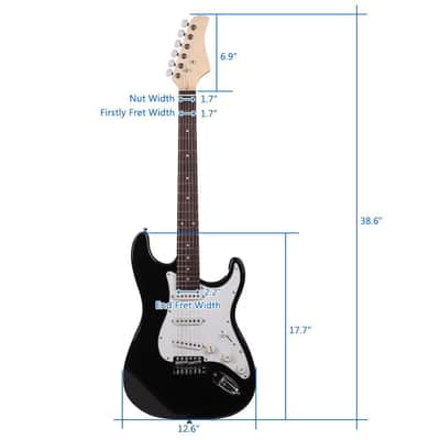 Black School Music Electric Guitar Set w/ Gig Bag Strap Cord for Beginner image 2