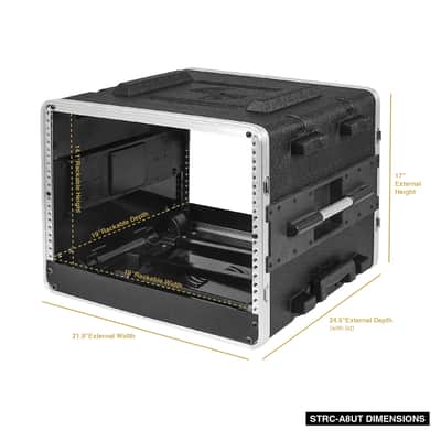 STRC-A8UT | Lightweight and Compact 8U PA DJ ABS Road Case w/ 7U Rack Space, 19” Depth, Retractable Handle, Wheels and Heavy-Duty Latches image 7