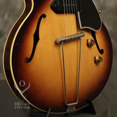 1956 Gibson ES-225 T Sunburst with original Brown hardshell case image 9