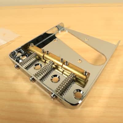 Telecaster Vintage Style Chrome 3 Brass Saddle Bridge For Tele Electric Guitar image 3