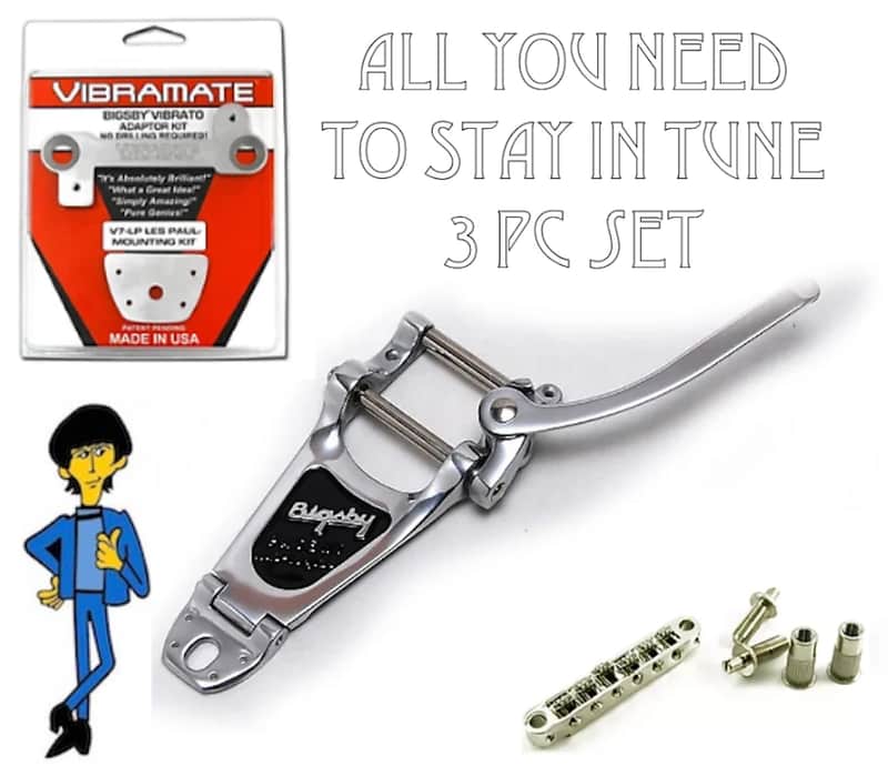 ALL U NEED W/ INSTALL HARDWARE! Bigsby B7, Vibramate V7, Allparts Roller Bridge 4 USA made, Gibson Les Paul Guitars image 1