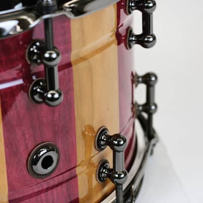 HHG 14x7 Cherry And Purple Heart Stave Snare, High Gloss Lacquer image 3