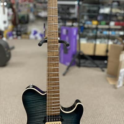 Ernie Ball Music Man Axis Flame Top Electric Guitar Yucatan Blue w/ Hard Case image 15