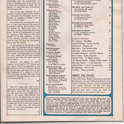 Guitar Player- Magazine, July/August 1973, Wes Montgomery cover image 2