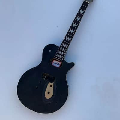 Black Les Paul LP Style Guitar Body with Maple Neck and Rosewood Fingerboard image 1