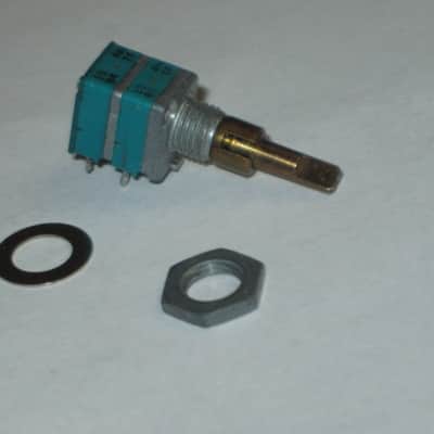 lite use genuine Boss Stacked Pot (aka concentric / dual gang pot) Top pot values: 10  84 4W 7F / Lower pot values: 10  82  4W  5F, 2000s-2010s, Six Legs, teal hard plastic casings, NO manufacturer's info (forgot what pedal it came off of) + nut & washer image 1