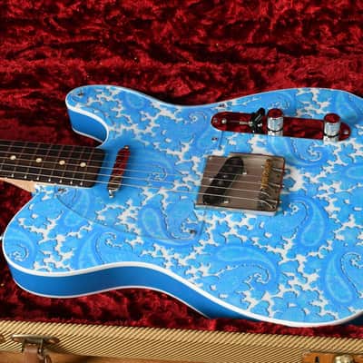 Crook Telecaster Blue Sparkle Paisley Two Necks both Maple and Rosewood Option image 12