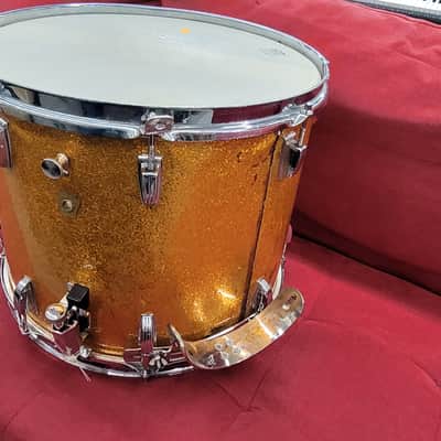 Ludwig Keystone Badge Marching Snare Drum 15x11 1964 - Gold Sparkle image 3
