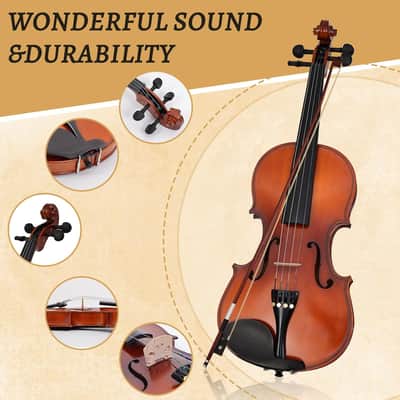 Electric/Acoustic Violin with Ebony Accessories - Perfect for Stage & Practice with Carrying Case, Violin Bow, Bridge, Rosin, Shoulder Rest, Stickers, Tuner, Instruction, Handcraft with Maple, Spruce image 4