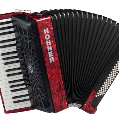 Hohner Bravo III Chromatic 80 Bass Piano Accordion RED + Bag, Straps image 1