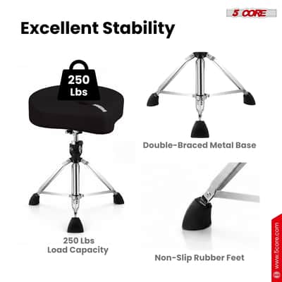 5 Core Drum Throne w 4.5" Padded Stool Adjustable Drummer Chair image 7