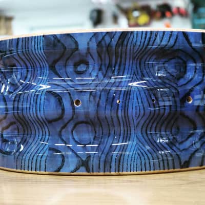 HHG Drums 14x7- 32mm Thick Contoured Ash Stave Snare(This Shell Completed With Your Choice Of Hardware) 2021 Electric Blue High Gloss Lacquer image 5
