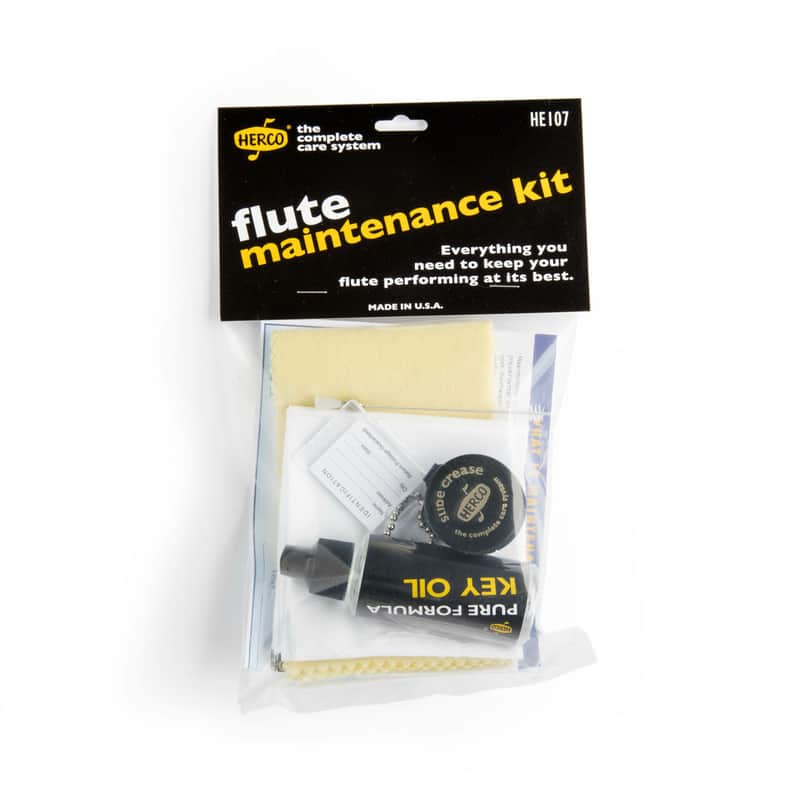 Flute Maintenance Kit: Flute Swab, Duster Brush, Slide Grease, Polish Cloth, Pure Formula Key Oil, HERCO® I.D. Tag, & Complete Care System Instructions image 1