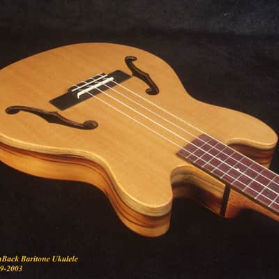 Handcrafted Baritone Ukulele, ArchBack, 4 String, Solid Spruce & Mahogany, Soft-bag, Bruce Wei UP19-2003-1 image 2