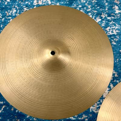 14” PAPER THIN 1960s EARLY Zildjian A NEW BEAT Hihats 781g 894g image 2