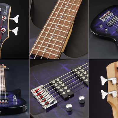 Lindo PDB-5 V2 Purple 5-String Electric Bass Guitar & HARD CASE | Dove Inlays | Unique Graphic Art Finish | Luminlays | High Gloss | Sycamore Body | Laurel Fretboard | 3-Piece Neck image 10