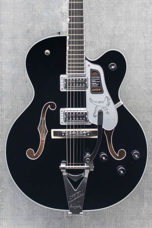 Gretsch Falcon Hollow Body with String-Thru Bigsby and Chrome Hardware Ebony Fingerboard Black image 1