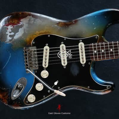 Fender Stratocaster Pelham Blue / Silver Gray Heavy Aged Relic by East Gloves Customs image 9
