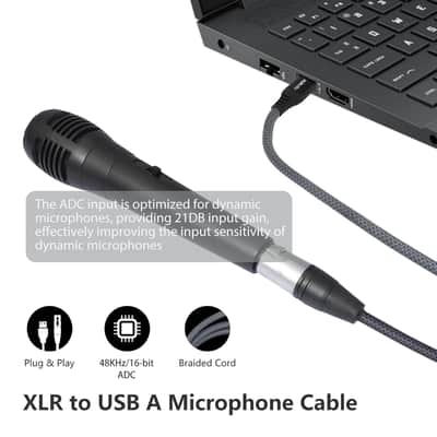 Xlr Female To Usb Mic Link Converter Cable,Xlr Female To Usb Microphone Cable,Microphone To Computer Recording Line-10Ft image 3
