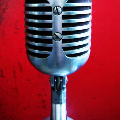 Vintage 1940's Shure 55 / 55S dynamic microphone satin chrome w S-36 desk stand Elvis 55S # 9 image 11
