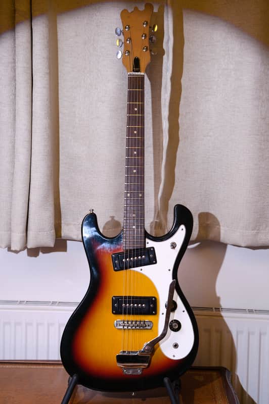 Kiso Suzuki Made in Japan MIJ Vintage Lawsuit Era Mosrite Copy Guitar 1980s - 3T Sunburst image 1