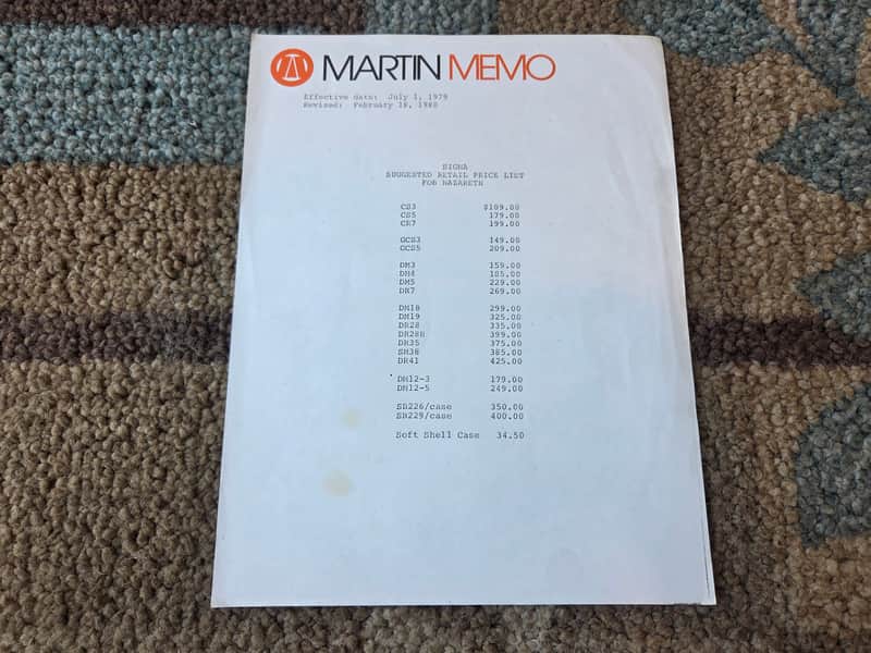 Vintage 1980 Sigma Price List (Martin Memo)! Rare, Original Case Candy, Paperwork! Bild 1