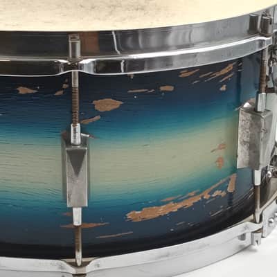 Vintage Ajax 1930s New Century Dual Snare Drum – Blue Silver Duco – Solid Shell image 8