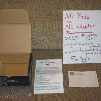 lightly handled - generally clean (some very lite cloudy surface scuffs / surface gray markings) Electro Harmonix EMPTY CARDBOARD BOX & original Owner's Instructions & warranty / registration paperwork ONLY for B9 Organ Machine pedal (NO: Pedal/Adapter) image 2