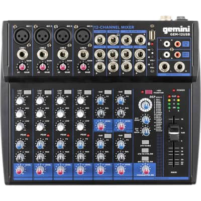 Gemini GEM-12USB 12 Channel USB Bluetooth Mixer for Podcast Recording Live Sound image 1