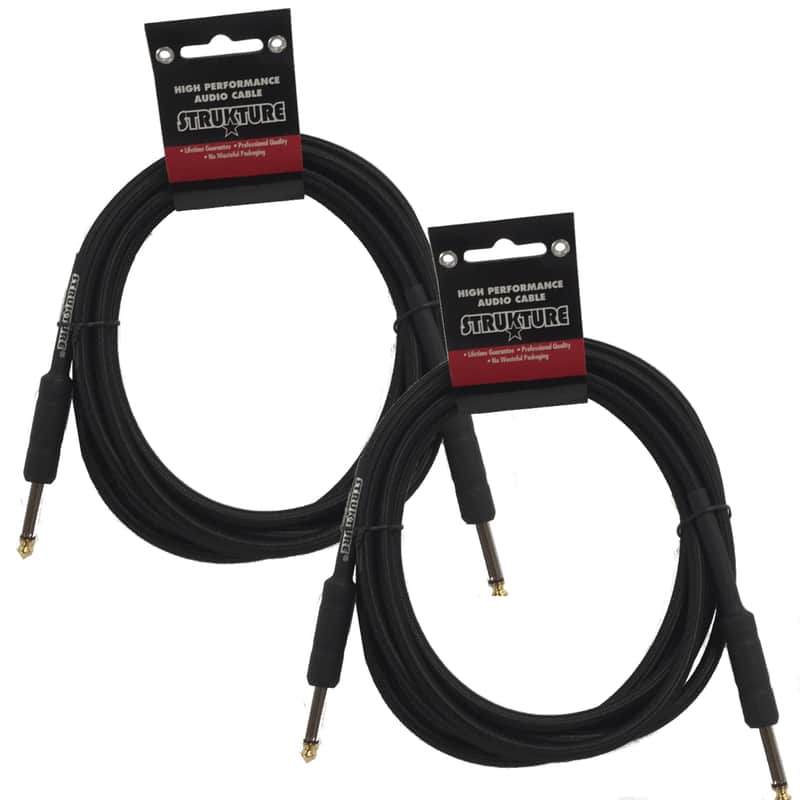 2 PACK Black 10ft Strukture 6MM Woven Instrument Cable 1/4" to 1/4" SC10W thick ABS inner sleeve image 1