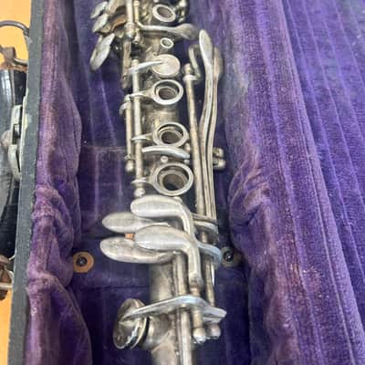 Vintage 1930s Pedler Metal Clarinet - US Military Marked - w/ Cundy-Bettoney Case image 4