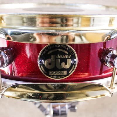 Neil Peart's DW 3.5" x 13" Red Sparkle Lacquer Snare Drum image 9