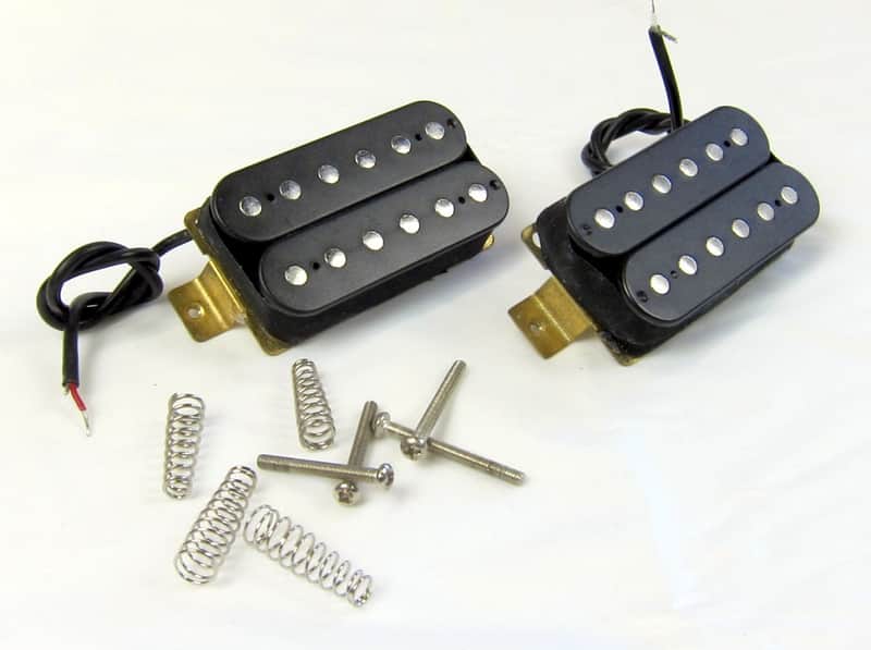 Blowout Sale Bluesman / Rocker Humbucker Matched Set Black Open Chrome Pole HI LOW Output image 1