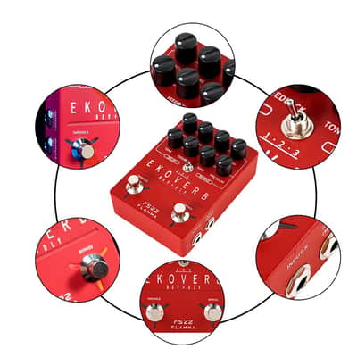 FLAMMA FS22 Stereo Delay & Reverb Combo Effects Pedal Ambient Guitar Pedal with 3 Pairs Combo Effects Reverse Delay Shimmer Reverb Tap Tempo Freeze Trail On Function image 7