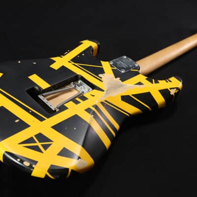 EVH Striped Series Frankenstein Frankie Electric Guitar - Black with Yellow Stripes, Relic 128 image 7