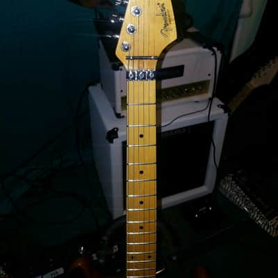 Fender Strat Locking Trem Neck Thru Burl Top Trans Cherry Brust image 7