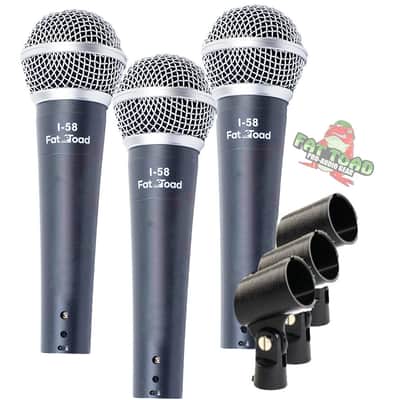 Fat Toad Vocal Handheld Microphones & Clips (3 Pack) - Professional Cardioid Dynamic, Unidirectional Mic Singing - Microphone Designed for Music Stage Performances & Studio Recording or PA DJ Karaoke image 1