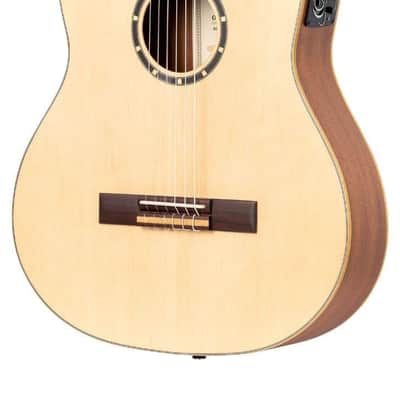 Ortega Guitars Family Series Thinline Acoustic-Electric Left-Handed Nylon Classical 6-String Guitar w/Bag, (RCE125SN-L) image 2