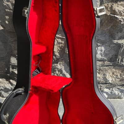 Vintage Hard Shell Acoustic Guitar Case - Red Velvet Interior image 6