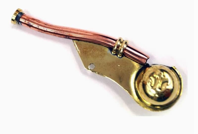 Solid Brass/Copper Boatswain (Bosun) Whistle 4" Inches - Made in India image 1