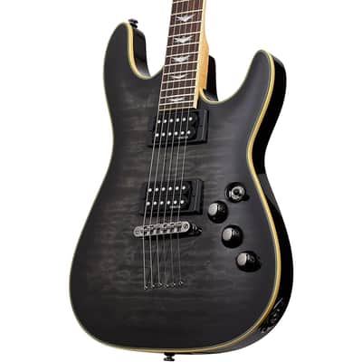 Schecter Omen Extreme-6 Electric Guitar (See-Thru Black) Bundle with Ultimate Support Pro Guitar Stand, Guitar Strap and Classic Guitar Pick (10-Pack) image 3